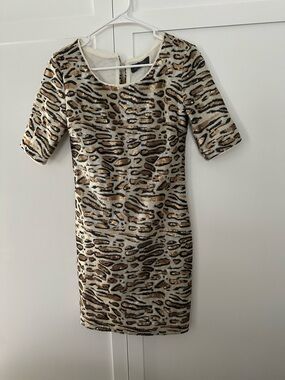 Metallic Sequin Leopard Sheath Dress